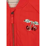 JUNO SEQUIN BOMBER JACKET FIERY RED