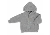 Hooded Jacket with Buttons Light grey melange