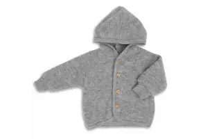 Hooded Jacket with Buttons Light grey melange