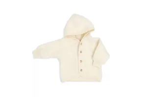 Hooded Jacket with Buttons Natural