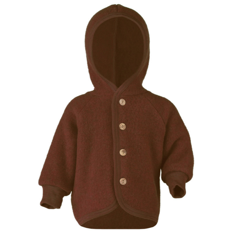 Hooded Jacket with Buttons Cinnamon Melange