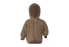 Hooded Jacket with Buttons Walnut Melange