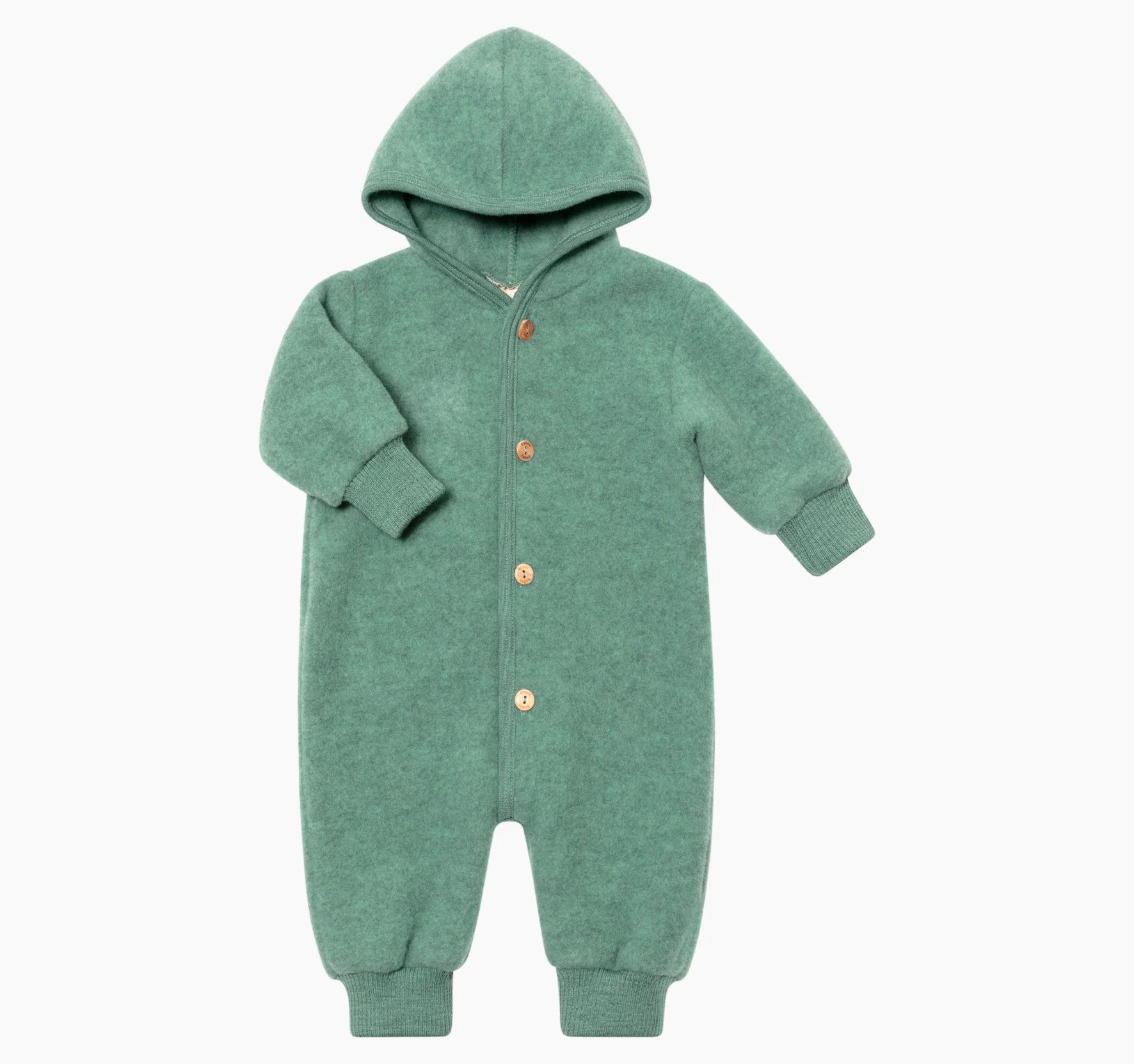Hooded baby overall jade mélange