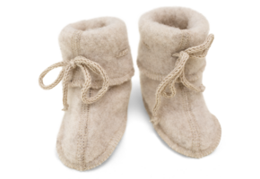 Baby bootees with ribbon naturel