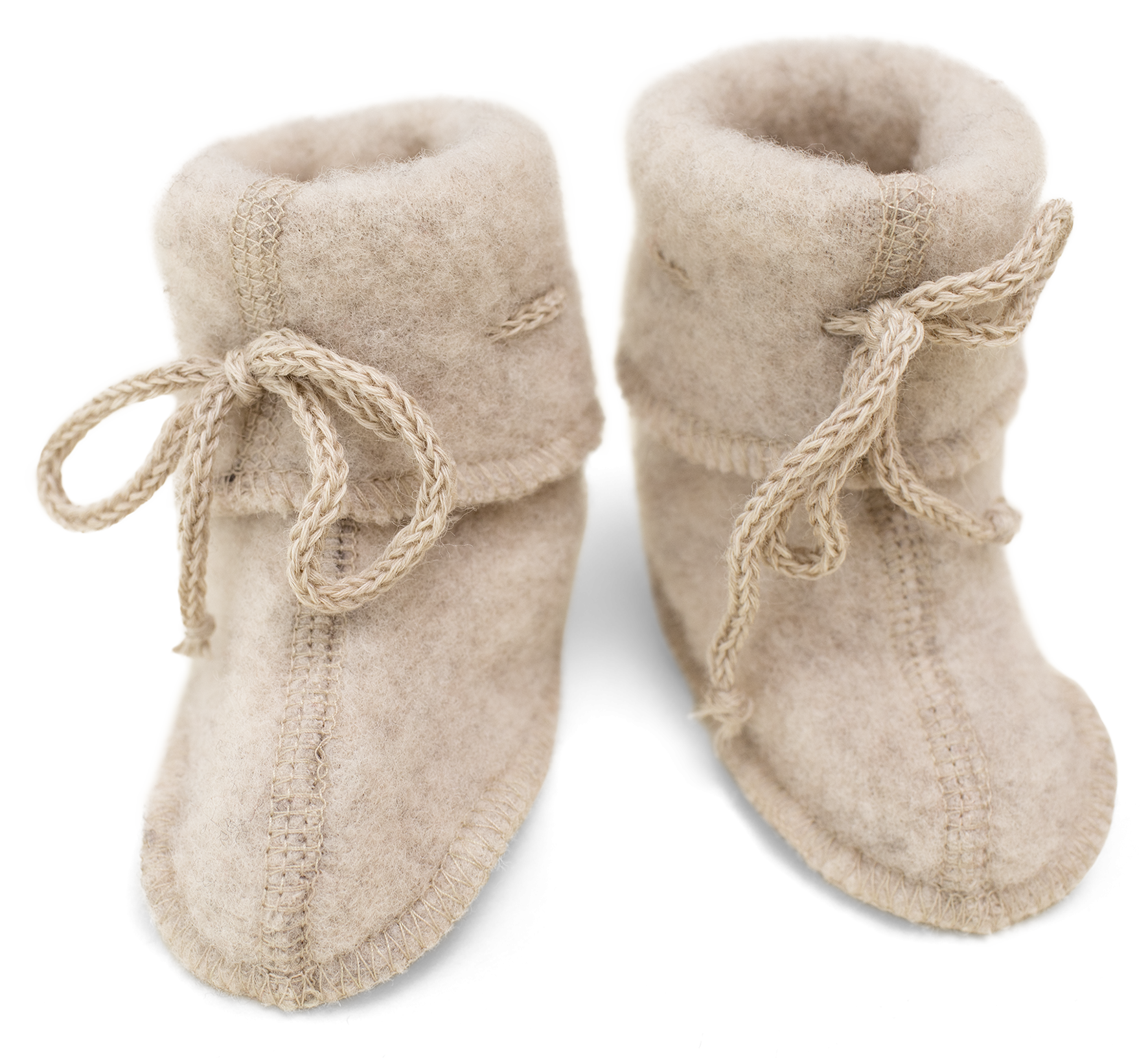 Baby bootees with ribbon naturel
