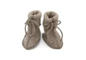 Baby bootees with ribbon walnut melange