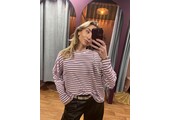 Longsleeve sweat striped paars/roze OS