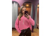 Longsleeve sweat striped licht roze/donker roze OS
