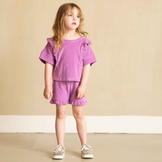 Relaxed Ruffled Tee Violet Terry Cotton