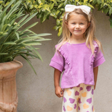 Relaxed Ruffled Tee Violet Terry Cotton