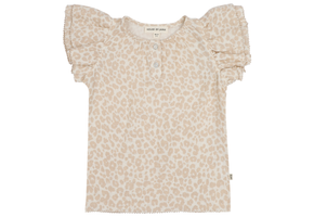 Butterfly Top Beige Leopard Muslin