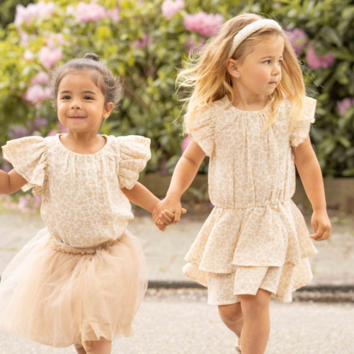 Butterfly Top Beige Leopard Muslin