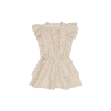 Ruffled Layer Dress Beige Leopard Muslin