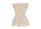 Ruffled Layer Dress Beige Leopard Muslin
