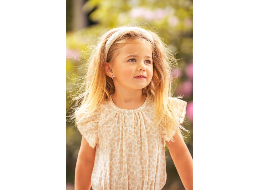 Ruffled Layer Dress Beige Leopard Muslin