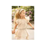 Ruffled Layer Dress Beige Leopard Muslin