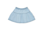 Jeans Ruffle Skirt Washed Light Blue