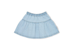 Jeans Ruffle Skirt Washed Light Blue