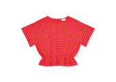 Blouse Elastic Waist Check Red