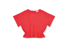 Blouse Elastic Waist Check Red
