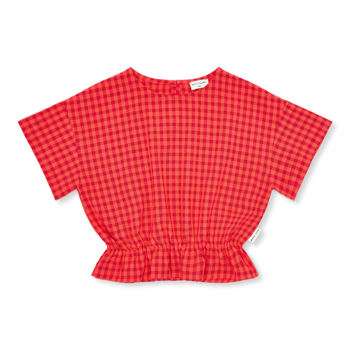 Blouse Elastic Waist Check Red