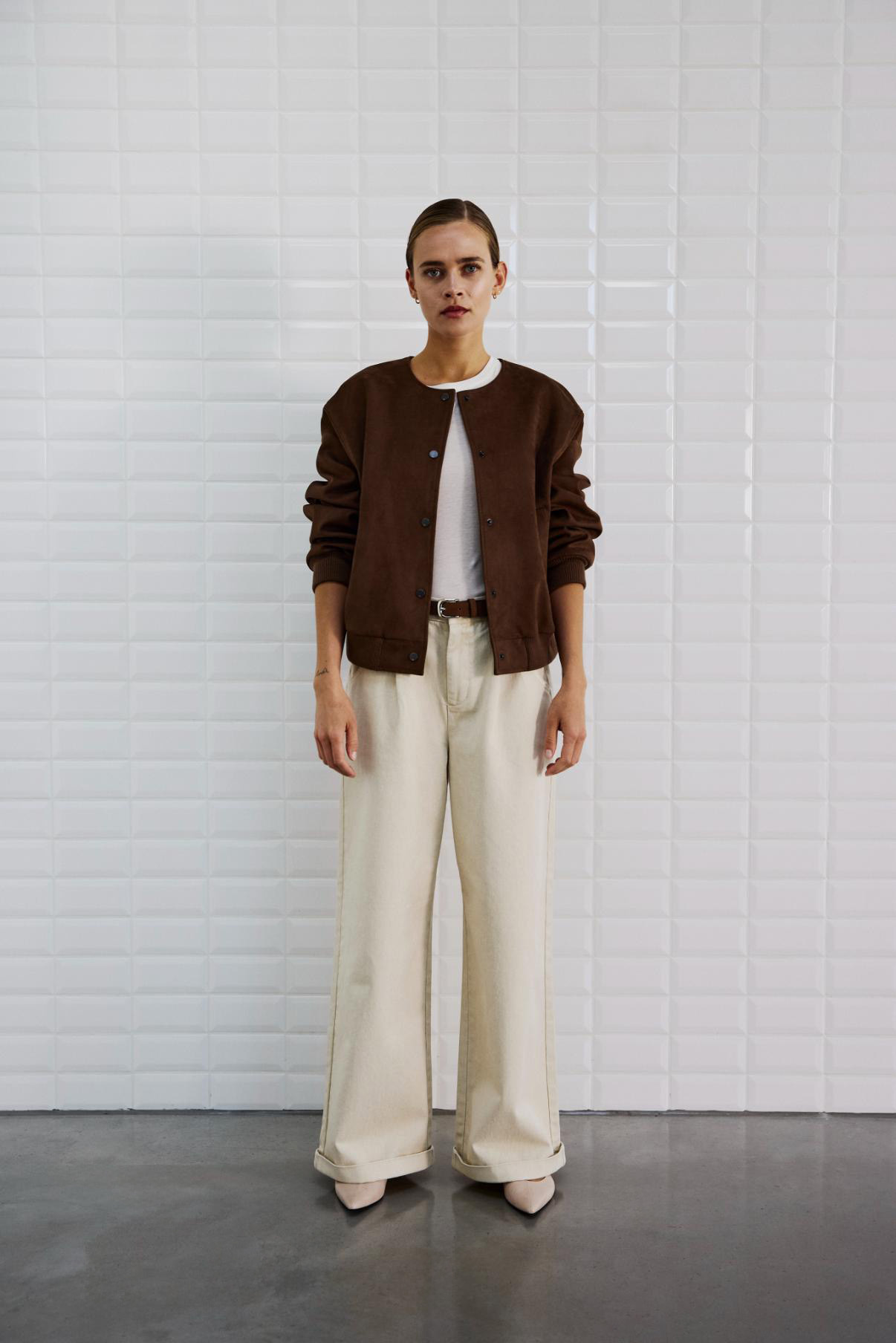 WBLFREYA VEGAN SUEDE BOMBER SQUIRREL BROWN