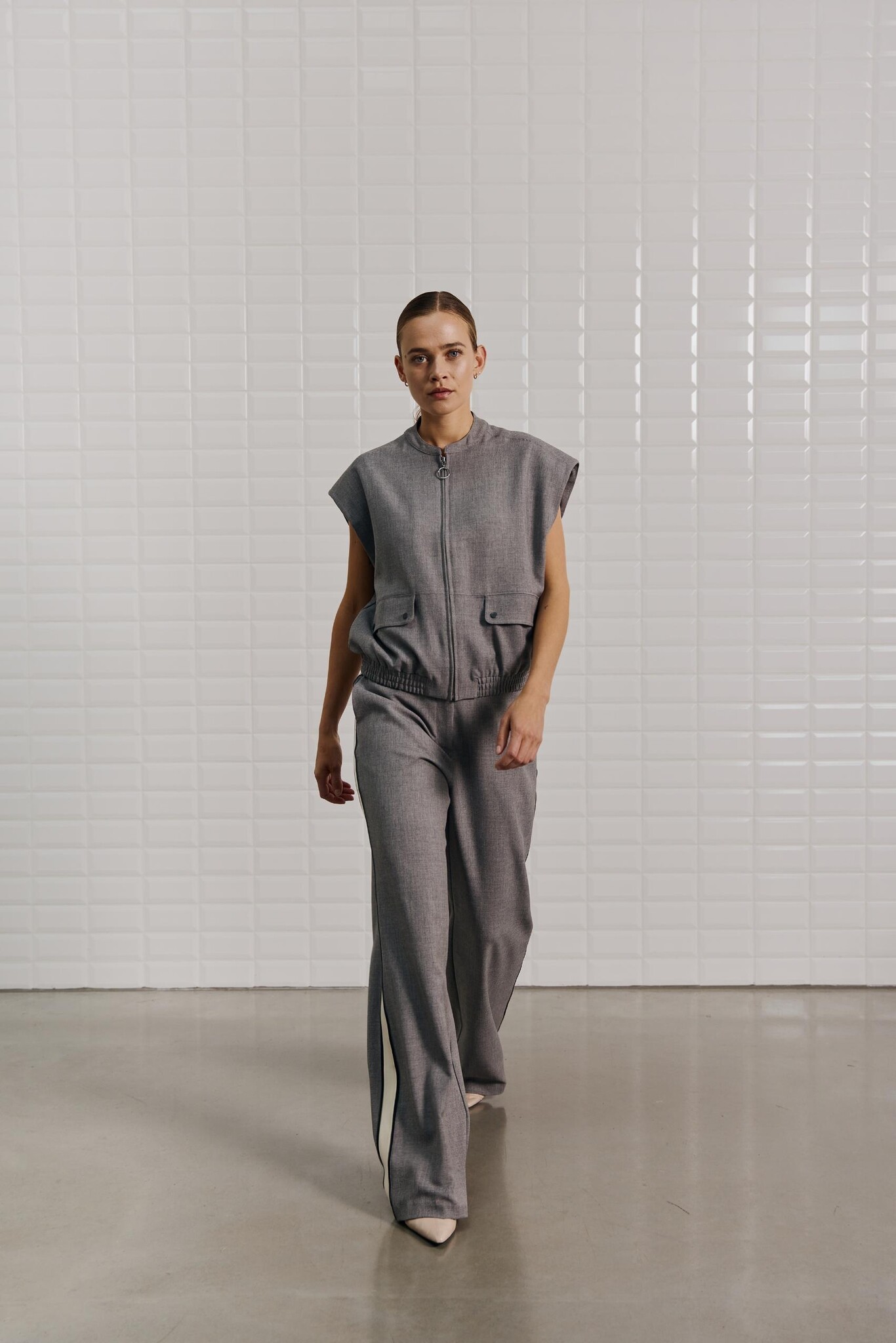 WBLMARINA TAILORED WAISTCOAT MID GREY MEL