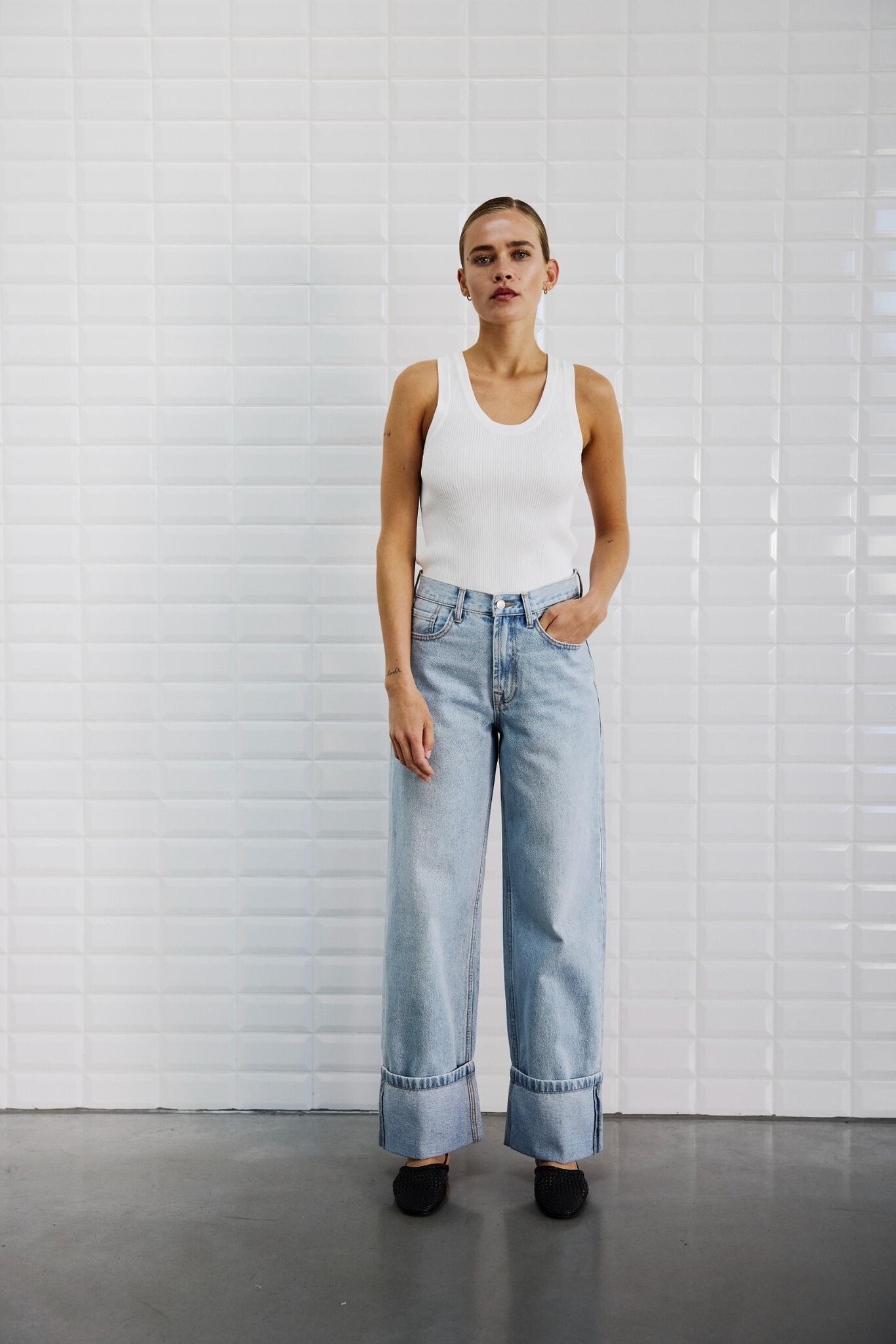 WBHAZEL HW TURN UP JEANS