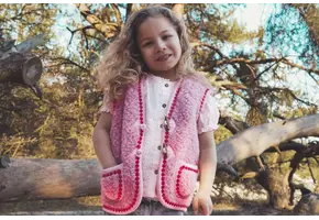 Wollen bodywarmer - Flower Power