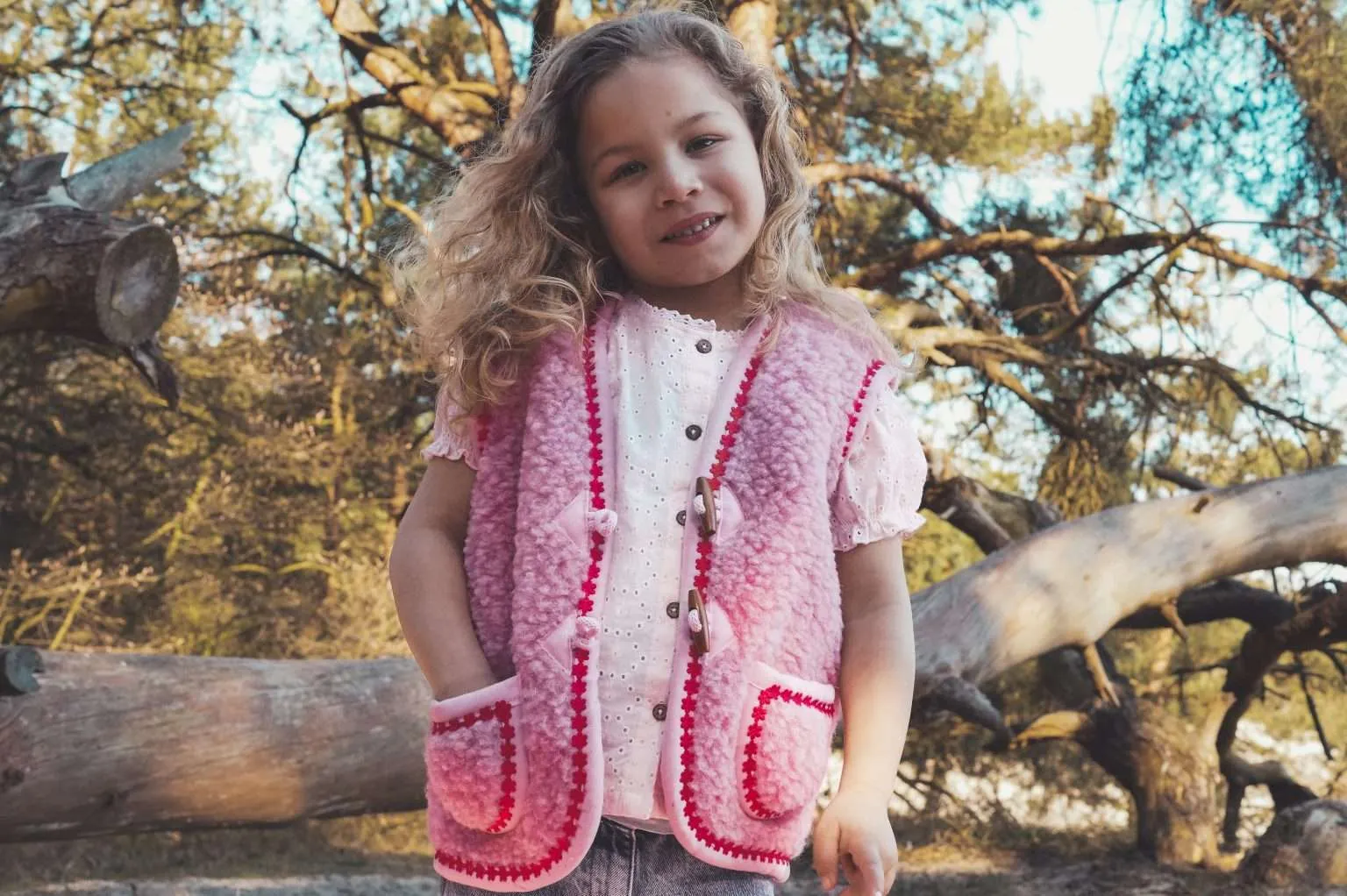 Wollen bodywarmer - Flower Power