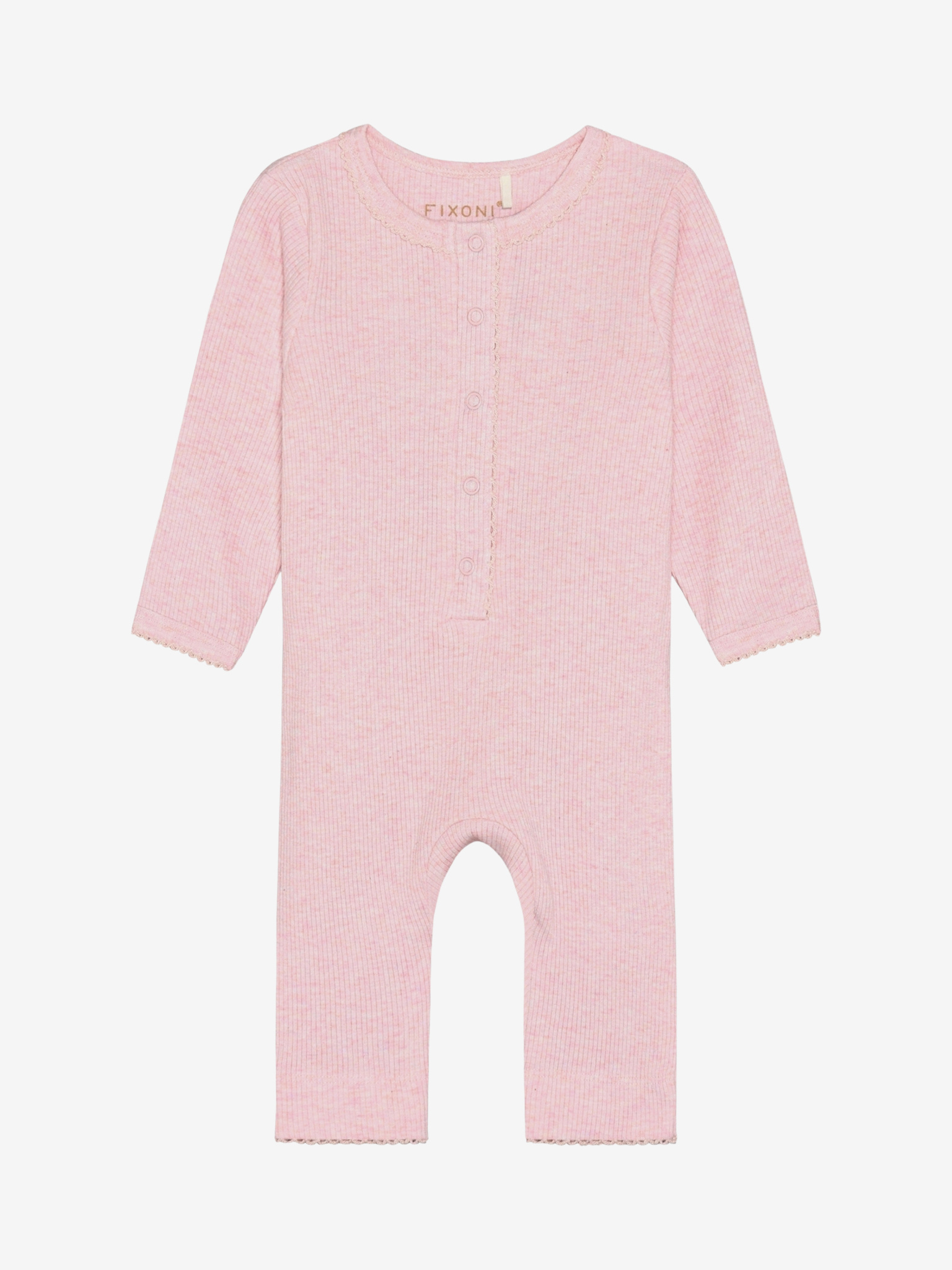 Rompers LS Melange Rib Bleached Mauve Melange Pink