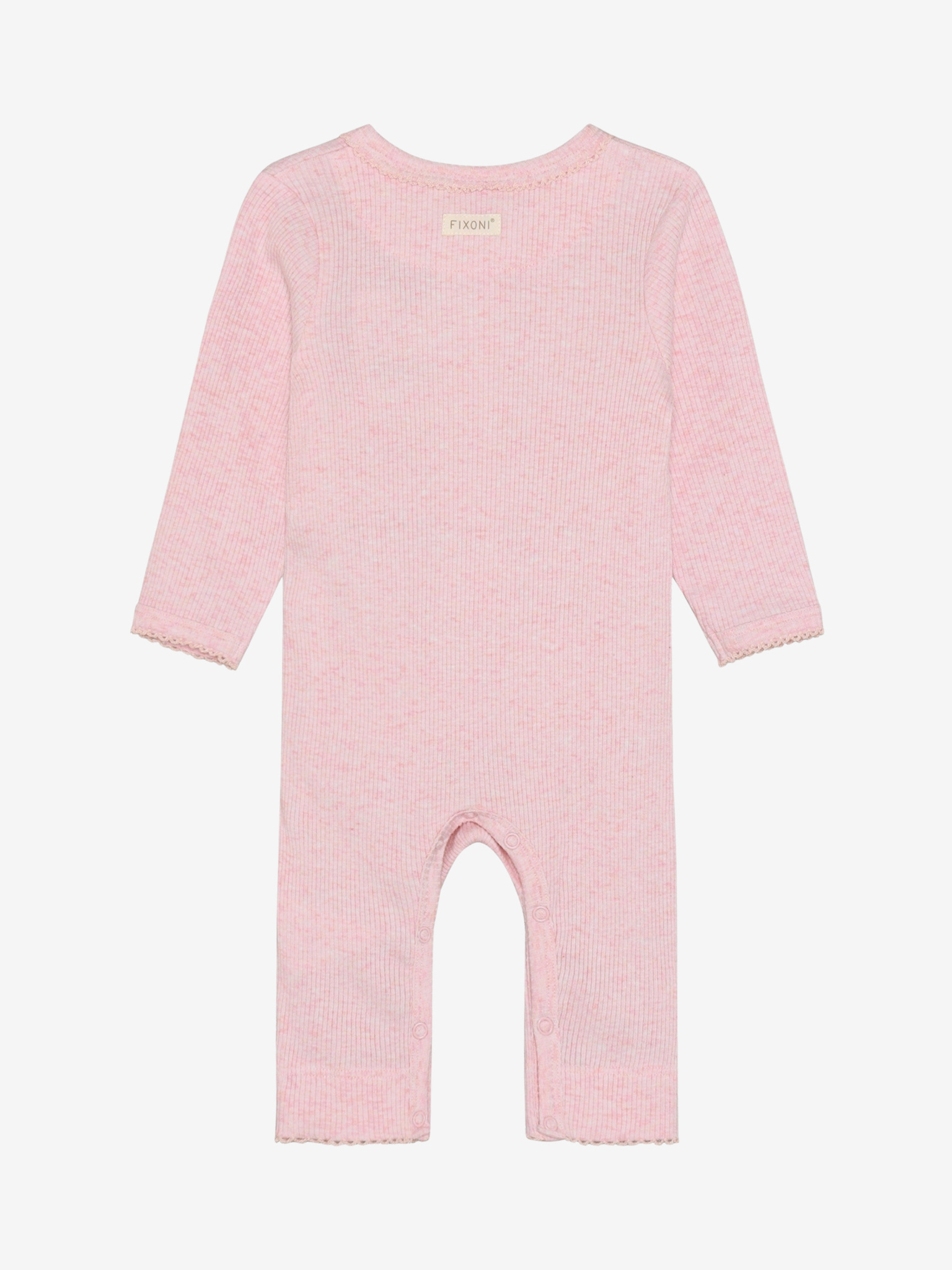 Rompers LS Melange Rib Bleached Mauve Melange Pink