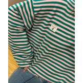 Longsleeve sweat striped donkergroen/roze OS