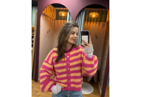 Vest Beau knoopjes hot pink/peach