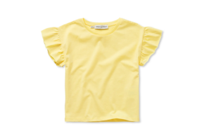 Girls T-shirt Ruffle Sleeve Pastel Yellow