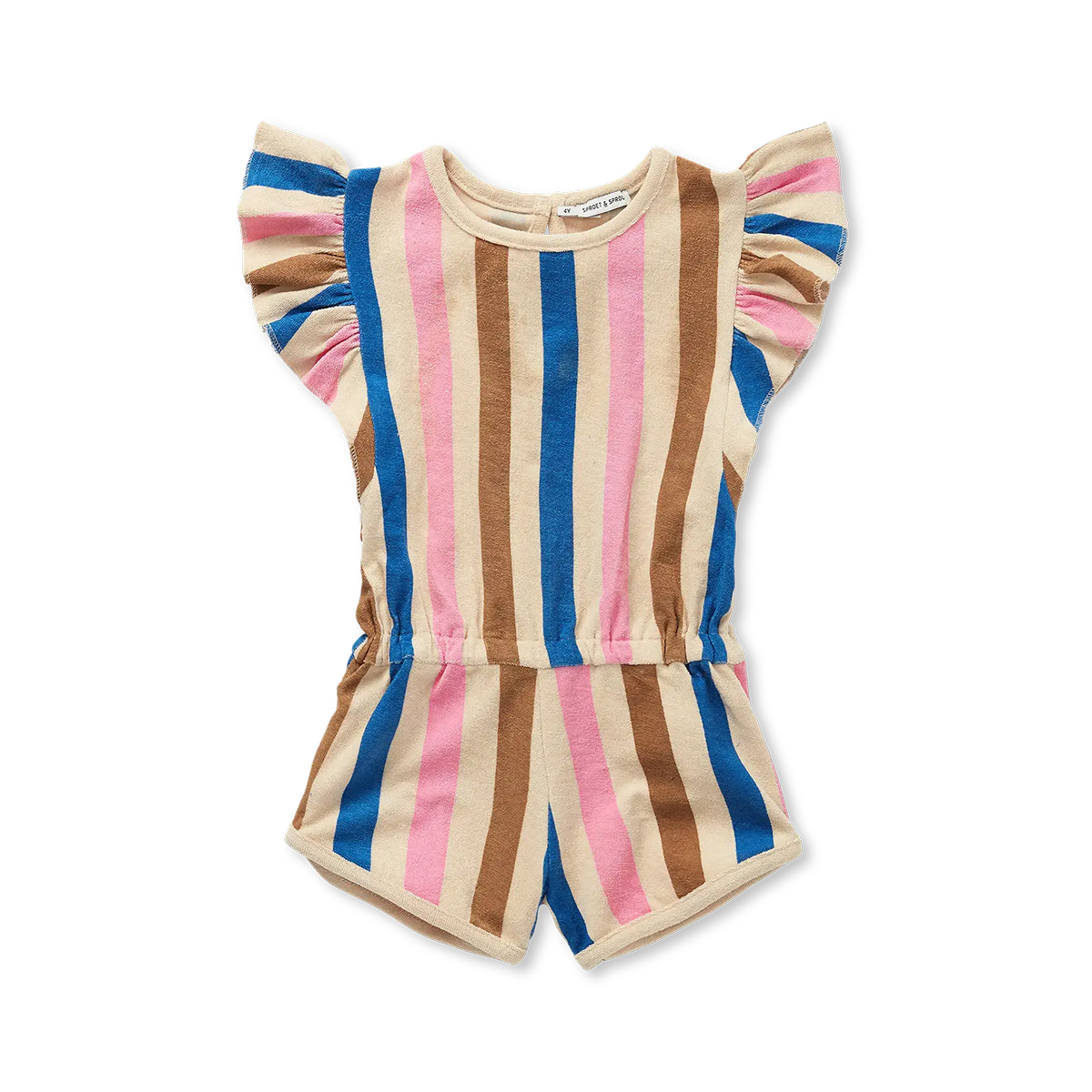 Ruffle Jumpsuit Stripes Print Sesame