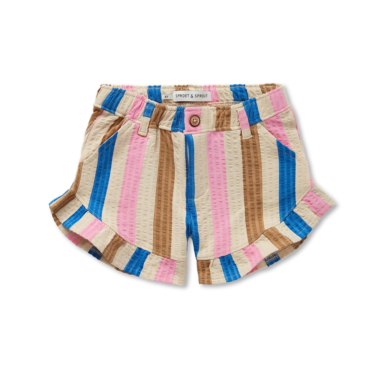 Ruffle Short Multi Colour Stripe Sesame