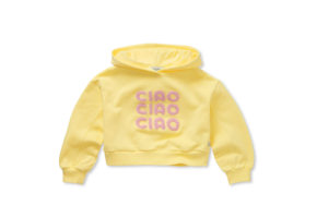 Boxy Hooded Girls Sweatshirt Pastel yellow