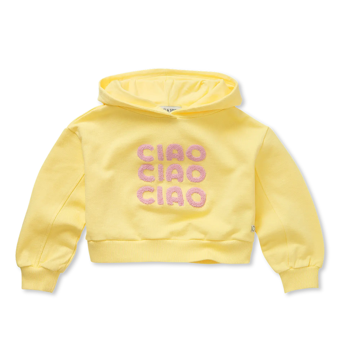 Boxy Hooded Girls Sweatshirt Pastel yellow