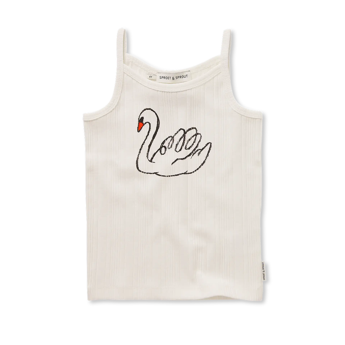 Girls Spaghetti Top Swan Off-white