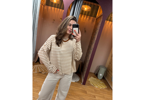 Suzan Longsleeve Sweat Striped Beige/Creme OS