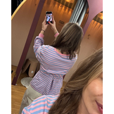 Sef longsleeve sweat striped blauw/roze OS