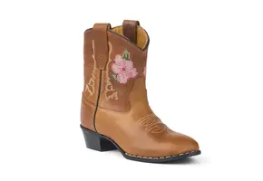 Limited Cowboy Boot Low Brown Flower Cognac Leather