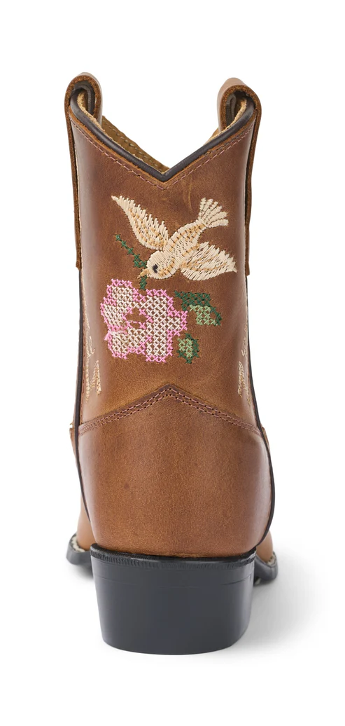 Limited Cowboy Boot Low Brown Flower Cognac Leather