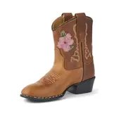 Limited Cowboy Boot Low Brown Flower Cognac Leather