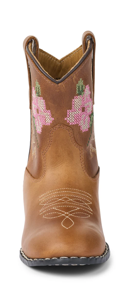 Limited Cowboy Boot Low Brown Flower Cognac Leather