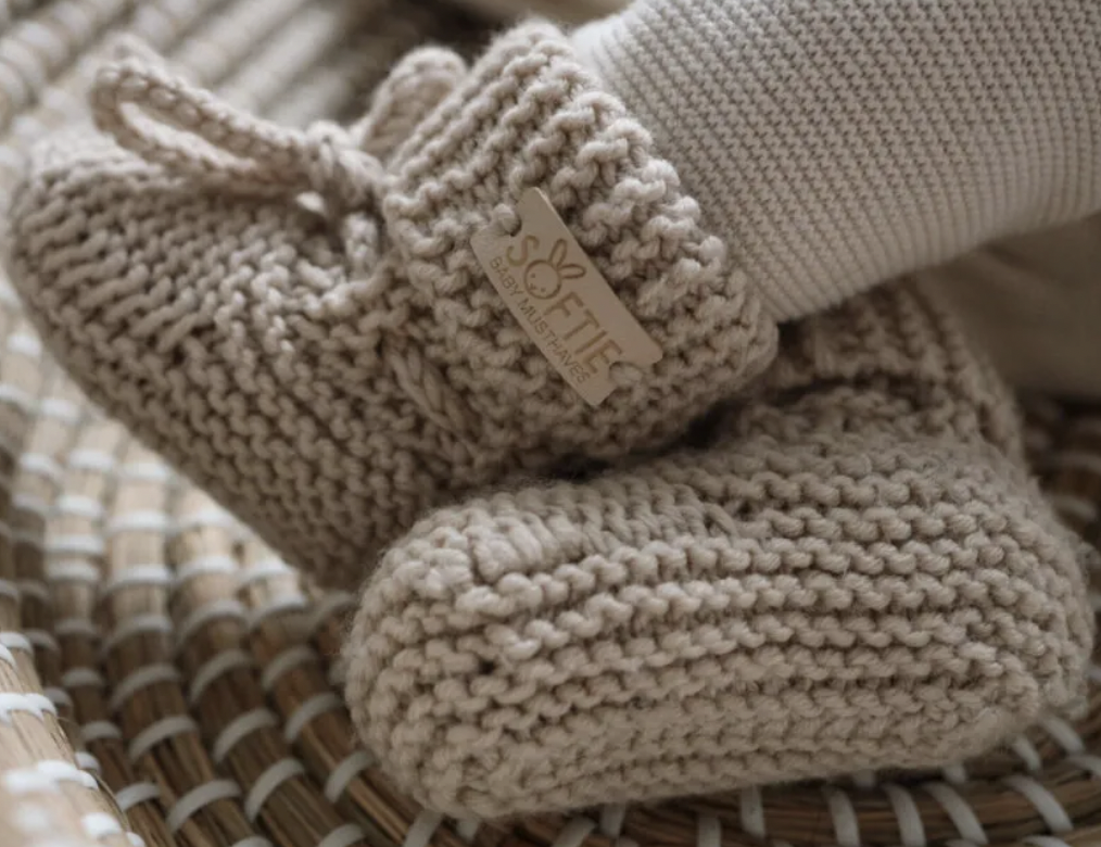 Merino Wollen Babyslofjes 0-6 Mnd Beige