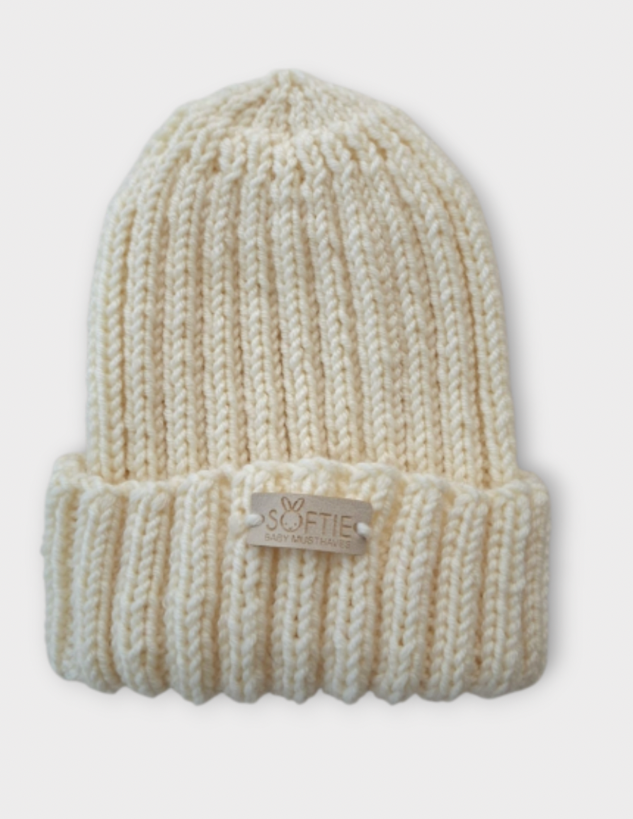 Merino Wollen Beanie 0-6 Mnd Naturel