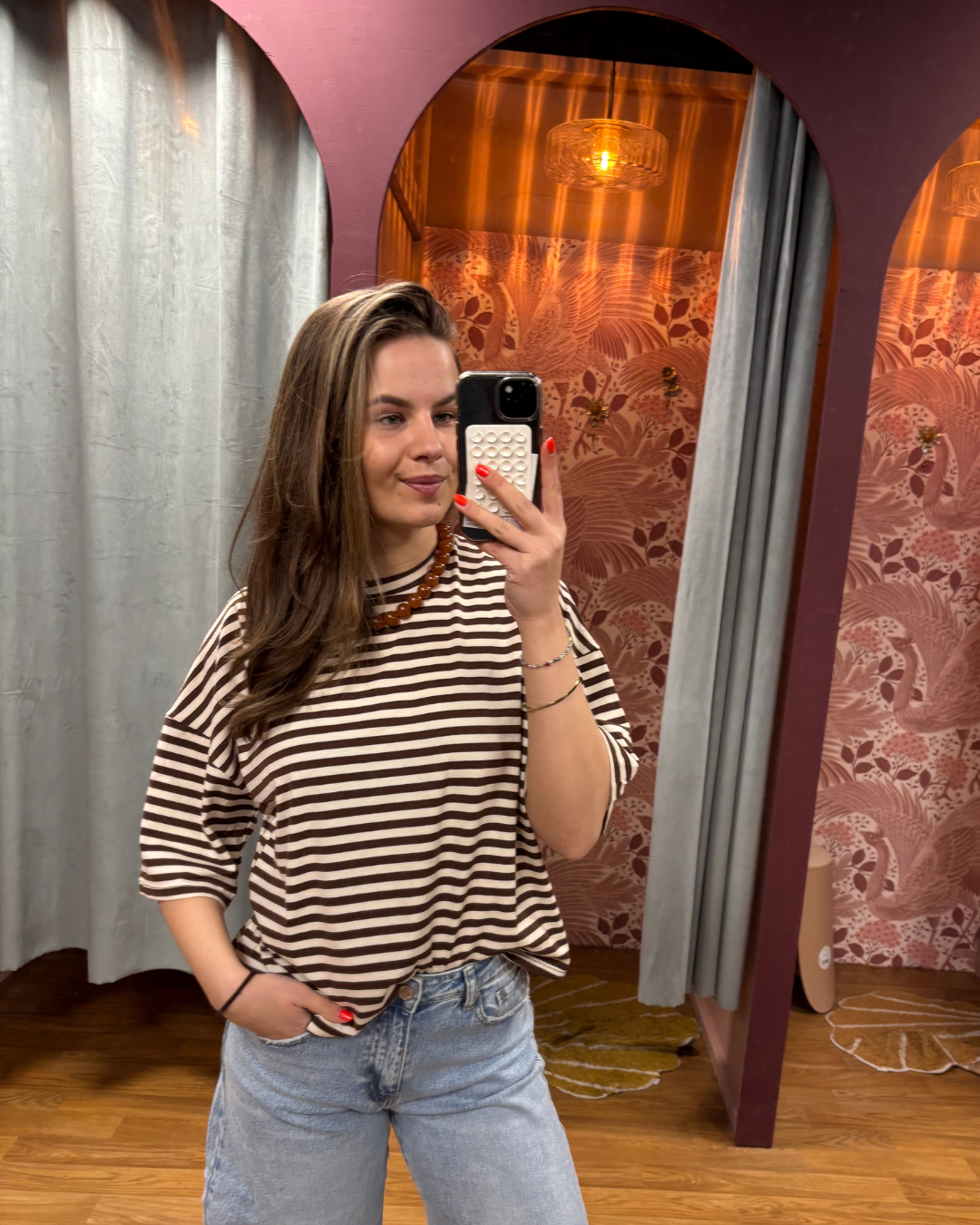 T-Shirt Nienke Ecru/brown