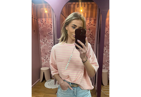 Suzan Striped T-shirt beige/roze